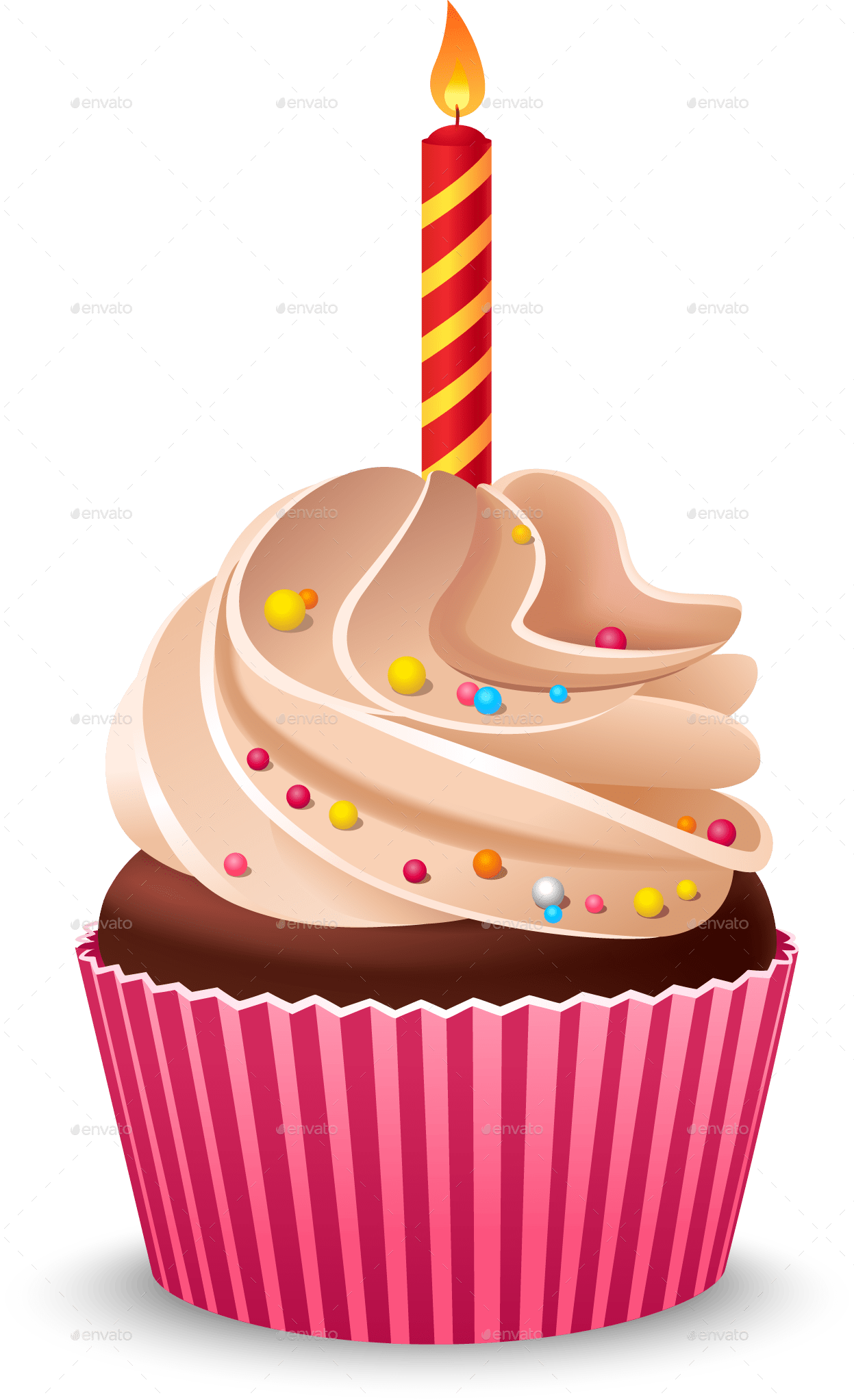 Birthday Cupcake with Burning Candle by Mia_V GraphicRiver
